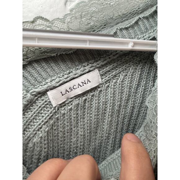 Lascana knit lace v neck sweater womens 0/2 cozy boho‎ chic coquette ethereal - Picture 3 of 10